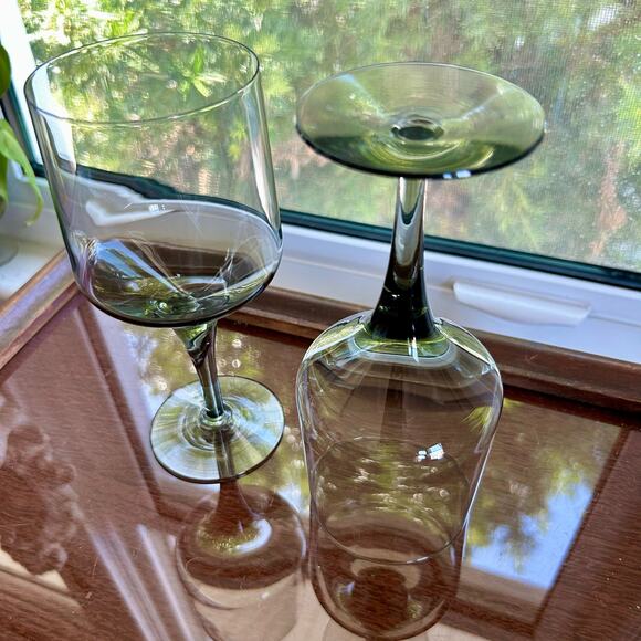 Orrefors Rhapsody Mid Century Smoke Crystal Water Glasses Wine Glasses set of 2 - Picture 4 of 9